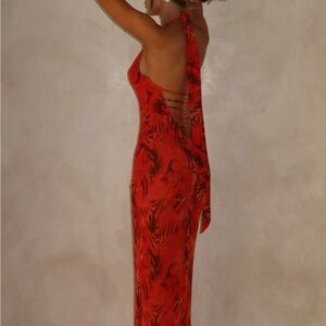 Elegant Red Halter Dress